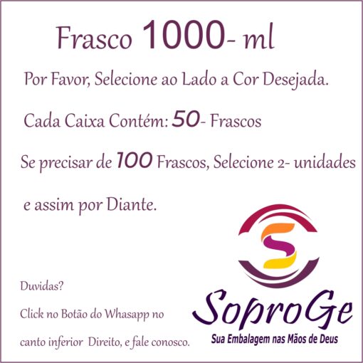 Frasco de 1000 ml / 1- litro de varias cores e modelos