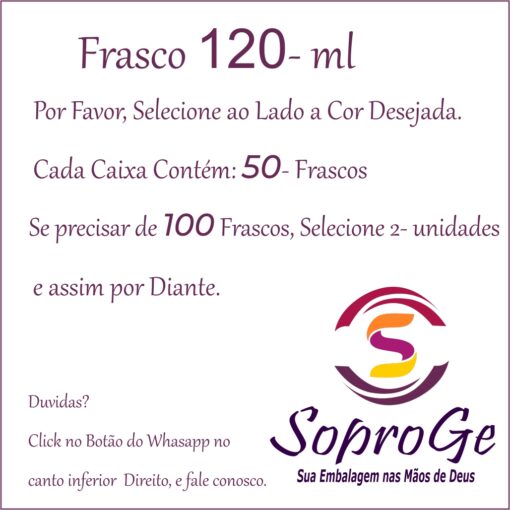 Frasco 120 ml com varias cores