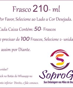 Frasco silhueta 210 ml em varias cores com varias cores de tampas