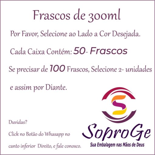 Frasco 300ml de varias cores